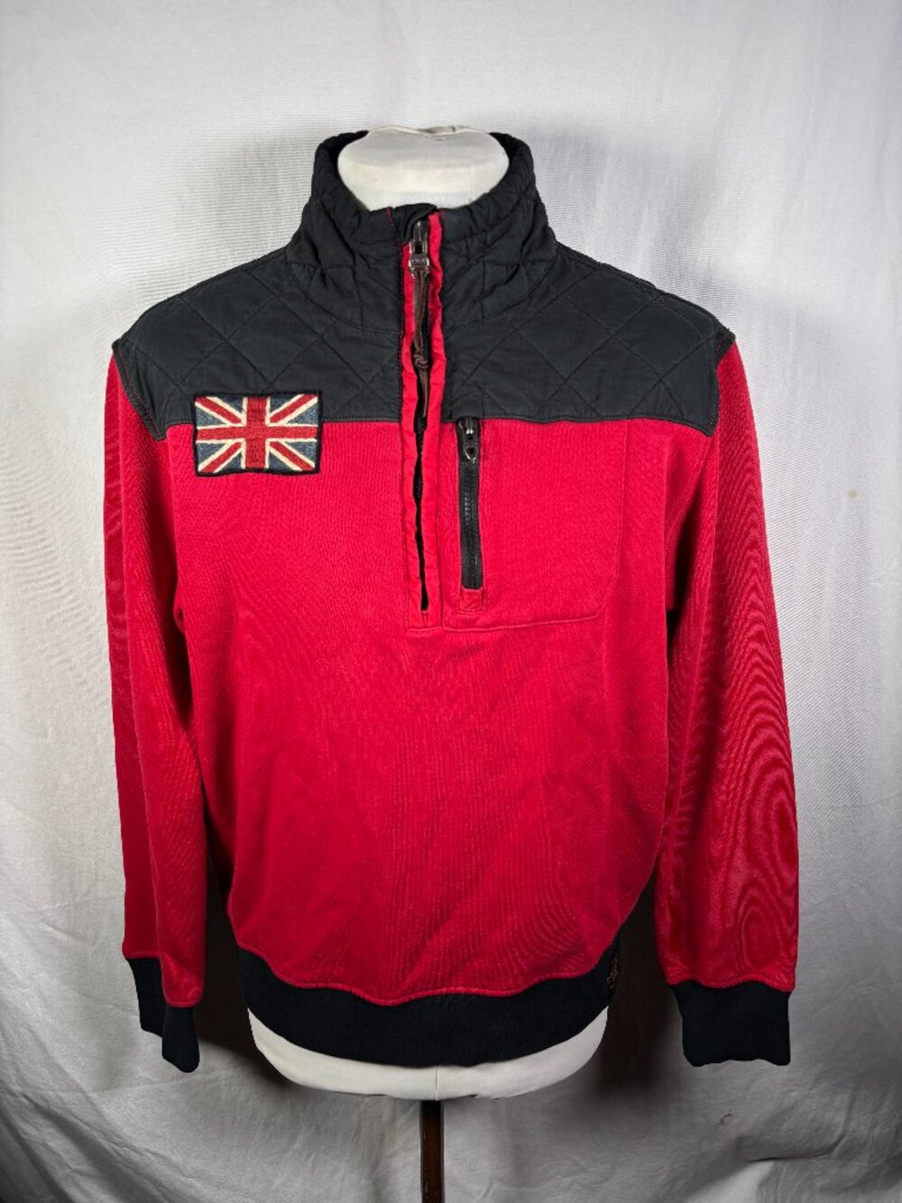 Polo Ralph Lauren Union Jack Quilted Quarter Zip Pullover Red L